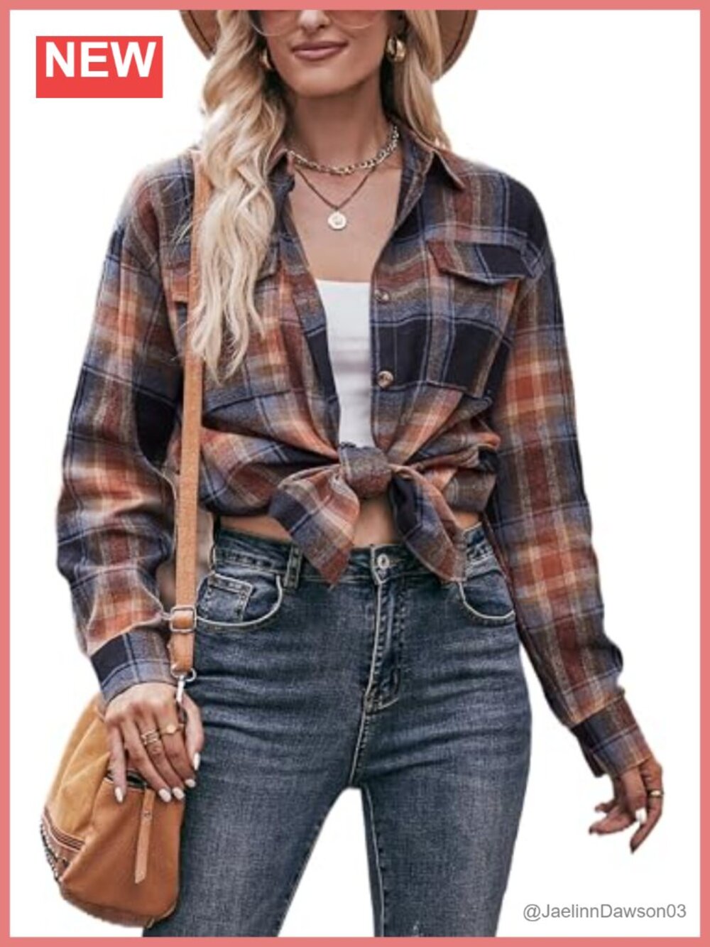 Womens Cuffed Long Sleeve Button Down Plaid Shirt